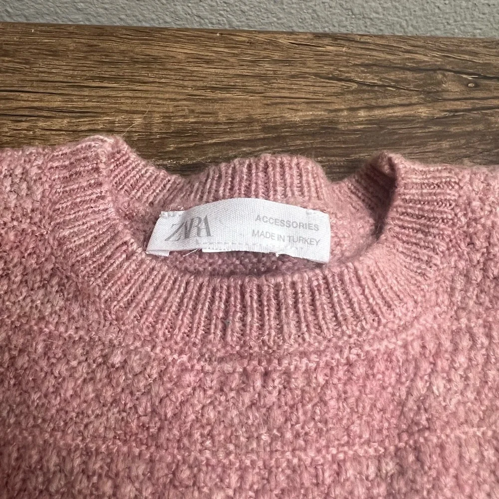 Zara Girls Ruffled Knitwear Bib Pink Layering Accessory One Size